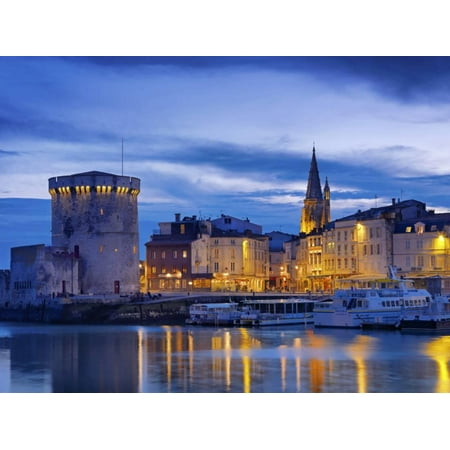France, Poitou-Charentes, La Rochelle, Town Reflected in Harbour at Dusk Print Wall Art By Shaun (Best Towns In France)
