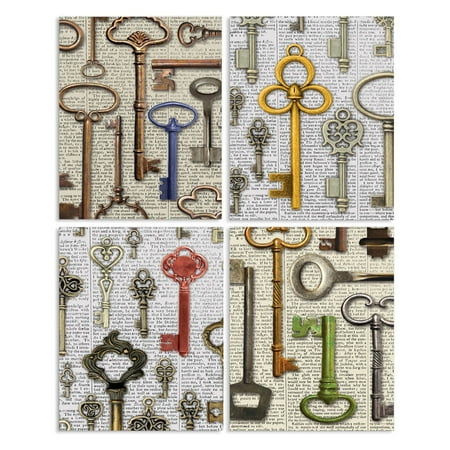 The Stupell Home Decor Collection Old Fashioned Keys On Newspaper The Stupell Home Decor Collection Old Fashioned Keys On Newspaper Graphic Wall Plaque Set Of