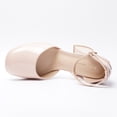 thumbnail image 5 of Women's Nude Pink Smooth Patent Leather Pumps Chunky Block Heel Platform Dress Shoes Ankle Strap Mary Jane Heels for Wedding, 5 of 7