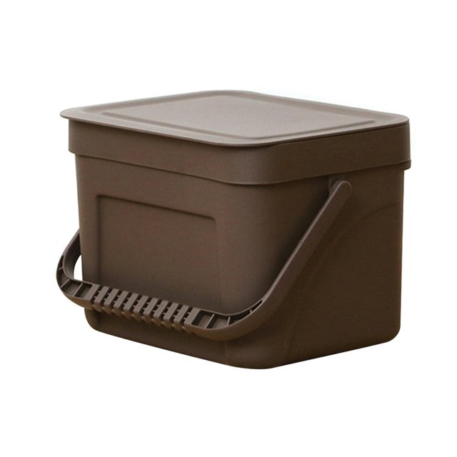 Dustbin Trash Can Kitchen Wall Mounted Garbage Bin Recycle Compost Bin Bathroom Dustbin(Dark Brown S)