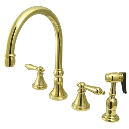Kingston Brass Governor 8 Deck Mount Kitchen Faucet with Brass Sprayer