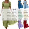 thumbnail image 3 of ClodeEU Women's Square Neck Puff Short Sleeve Smocked High Waist Tiered Ruffle Maxi Dress,Summer Flowy Casual Textured Dress Sky Blue,Women's Plus XXL, 3 of 7
