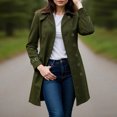 thumbnail image 2 of yuCgh Womens Coat Double-Breasted Long Dressy Windbreaker Overcoat Fall Winter Outerwear with Classic Solid Color Design for Elegant and Warm Look,Army Green L, 2 of 4