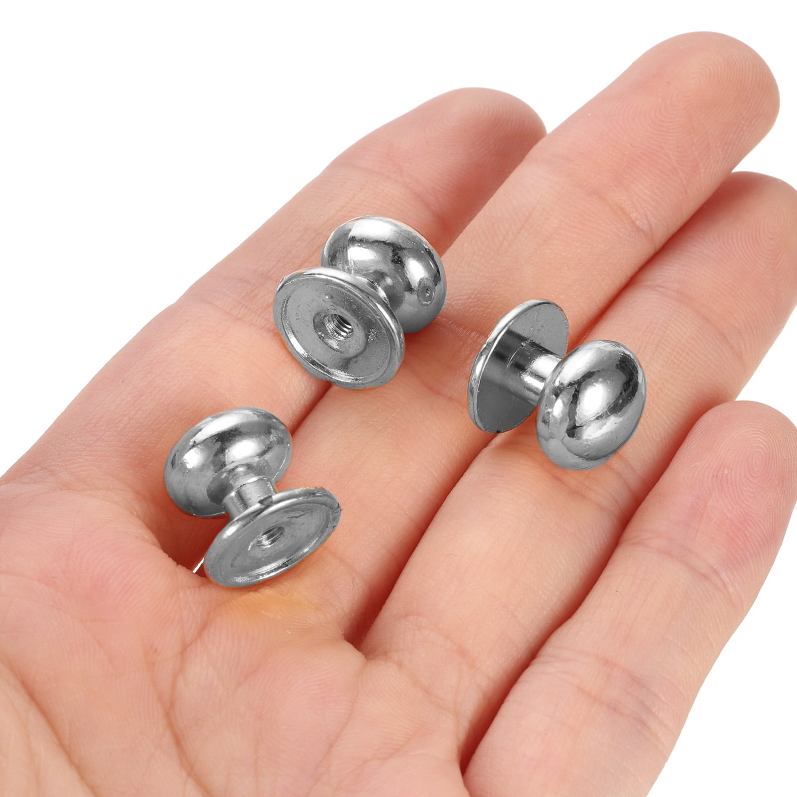 Unique Bargains Mini Round Knobs Small Drawer Pulls for Cabinets 0.46" x 0.51" Silver