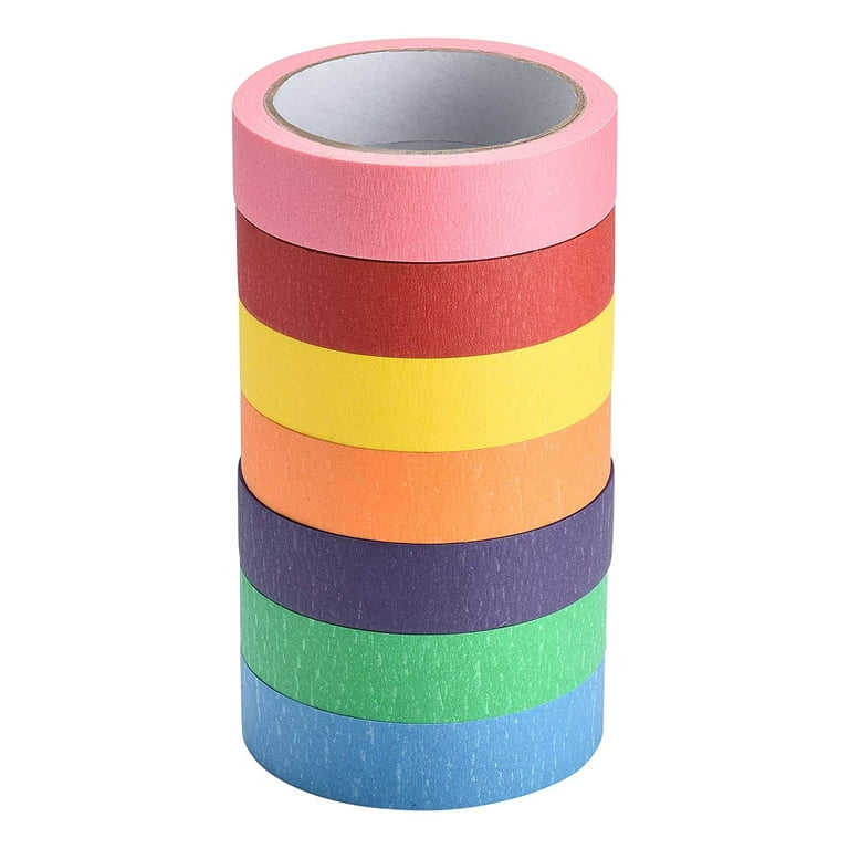 Color Masking Tape Rolls-7 Rolls 2.54 cm x 20 Yards (Approximately 20 Meters)-Color Teacher Tape, Suitable for Art, Labels, Classroom Decoration