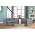 thumbnail image 2 of Morden Fort Contemporary Living Room Set Velvet Upholstered Accent Chair Loveseat Gray, 2 of 8