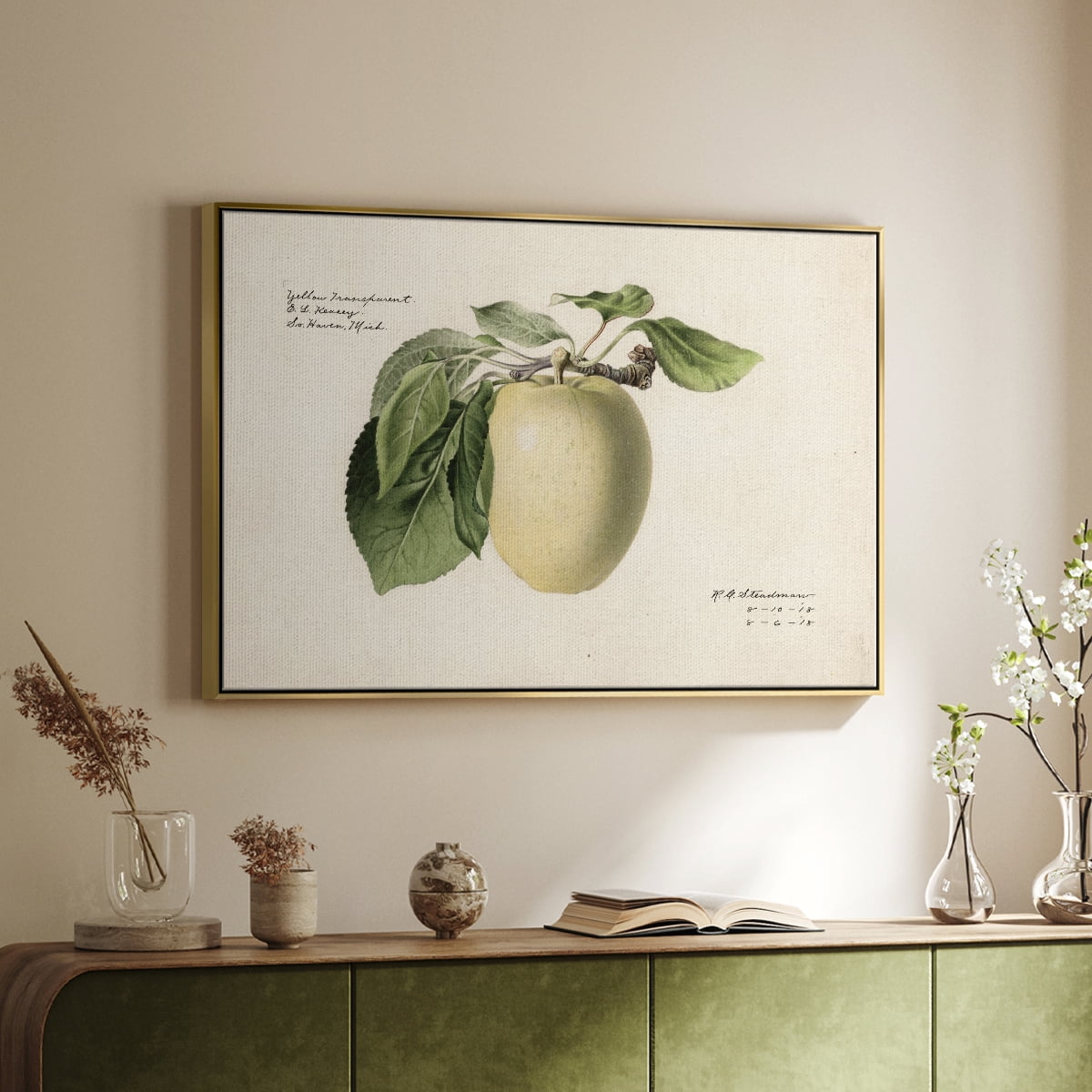 Vintage Botanical Print-XLV By Wexford Home Framed in Gold Wood Gallery Wrapped Canvas 17 in. x 25 in.