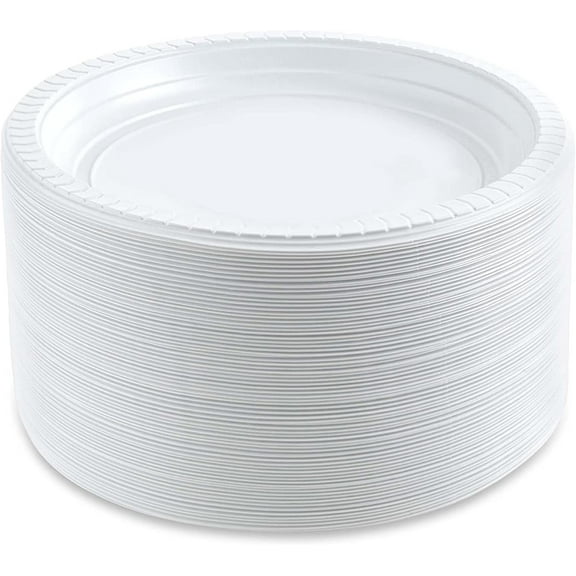 PLASTICPRO Round Disposable and Microwavable Party Plates, 6", 100 Count