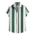 thumbnail image 3 of DDAPJ pyju Mens Short Sleeve Hawaiian Shirts Striped Print Casual Button Down Shirts Holiday Beach Shirt Lightweight Summer Lapel Tops Camisas de hombre Green XXXL, 3 of 3