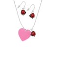 thumbnail image 2 of Delight Jewelry Acrylic 1" Hot Pink Heart Red Lucky Ladybug Necklace and Dangle Earrings Set, 2 of 6