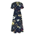 thumbnail image 5 of Robes pour Femmes 2024 Été Surdimensionné Manches Courtes Col Rond Ample Imprimé Fleurs Couleur Longue Robe 50 % de Réduction!, 5 of 5