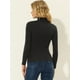 thumbnail image 4 of Top fruncido de punto de manga larga con cuello simulado alto para mujer Negro XS, 4 of 5