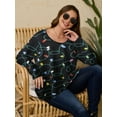 thumbnail image 3 of LARACE Womens Plus Size Long Sleeve Tops Tunic Tops Casual Floral Henley Shirts Flower95 2X, 3 of 7