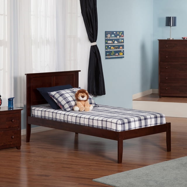 Leo & Lacey Madison Lit Plateforme en Bois Massif Simple TG, Noyer