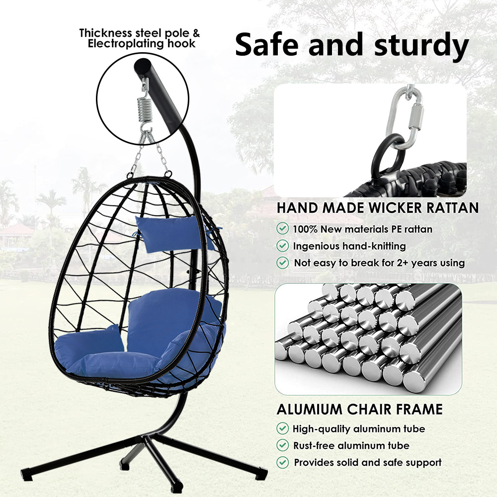 Clearance! Hanging Wicker Egg Chair, Outdoor Patio Hanging Chairs with ...