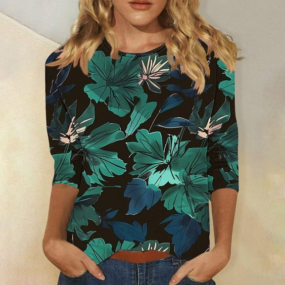 3/4 Sleeve Tops for Women V Neck Womens Summer Shirts Cotton Summer Tops for Women Trendy Y2k Tshirts Shirts for Women Graphic Gym