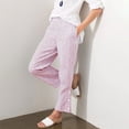 thumbnail image 4 of Casual Pants for Women Drawstring Side Button Straight Leg Summer Pants with Pockets, 4 of 5