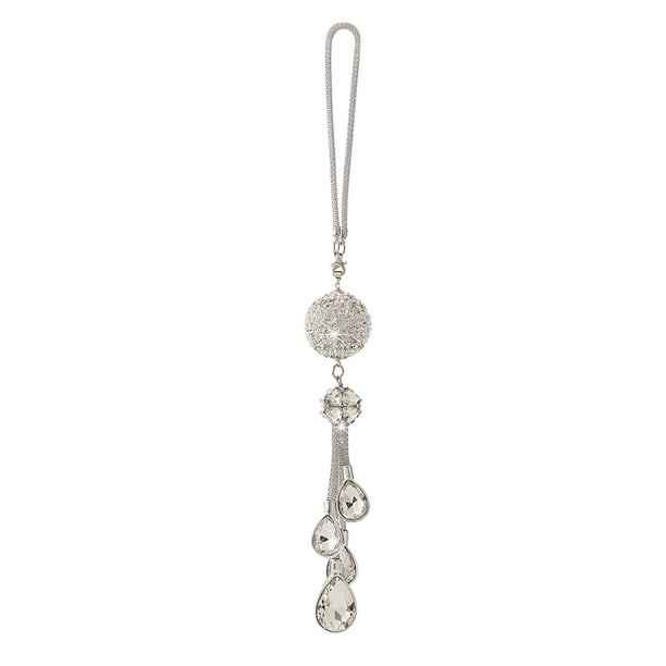 Accesorios de espejo de vista trasera Joyas colgante Joyas de acero inoxidable Rhinestone Charm Ornamento Decoraciones de automóvil Interior para mujeres Girls Blanco Inevent VI014324-01
