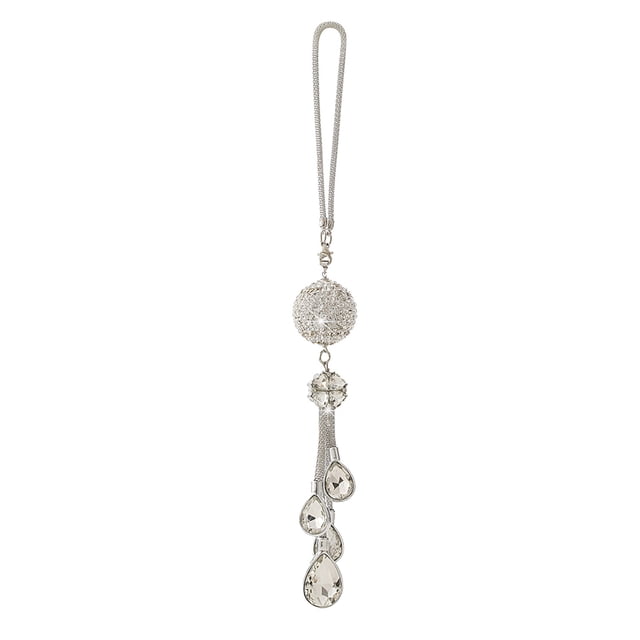 Accesorios de espejo de vista trasera Joyas colgante Joyas de acero inoxidable Rhinestone Charm Ornamento Decoraciones de automóvil Interior para mujeres Girls Blanco Inevent VI014324-01