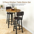 thumbnail image 3 of Stmoze Round Bar Table Set for 2, Wooden Counter Height Kitchen Table and Chairs Set, Bar Height Dining Table Set with 2 Leather Bar Stools, 3 Pieces Pub Table Set for Small Space, Rustic Brown, 3 of 6