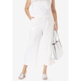 thumbnail image 3 of Jessica London Women's Plus Size Wide Leg Linen Crop Pants Elastic Waist, 3 of 3