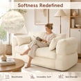 thumbnail image 5 of ANPOO 81.3" Boneless Loveseat Sofa Cloud Couch with Deep Seat, Modern Oversized Velvet Compressed Sofa Couch with 4 Pillows & Side Pockets, Upholstered Boneless Couches for Living Room, Beige, 5 of 10