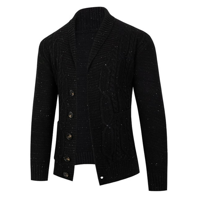 Men's Cardigan Winter Fashionable Knitted Sweater Jacket European Style Casual Solid Color Comfortable Lightweight