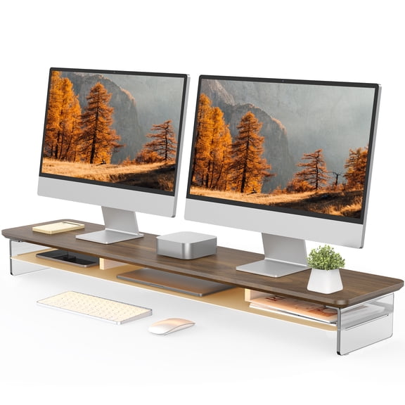 Fenge Acrylic Monitor Stand Riser, 42.5 Inch Monitor Stands Shelf with 12 Color LED Light
