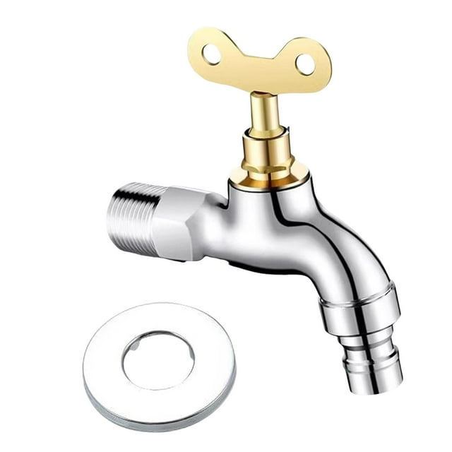 koolsoo Lockable Faucet Replacement with Key Outdoor Faucet for Workshop Garden Home 4Points 10.5x9.2x2cm