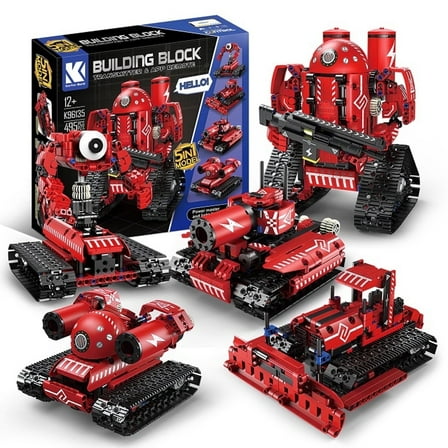 STEM Space Military War Base Building Blocks Set, Tank, Bullzoder, Robot, 5 in 1