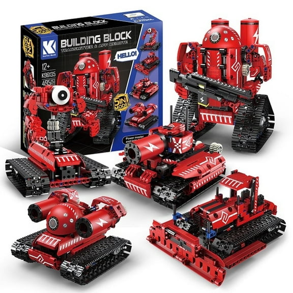 STEM Space Military War Base Building Blocks Set, Tank, Bullzoder, Robot, 5 in 1