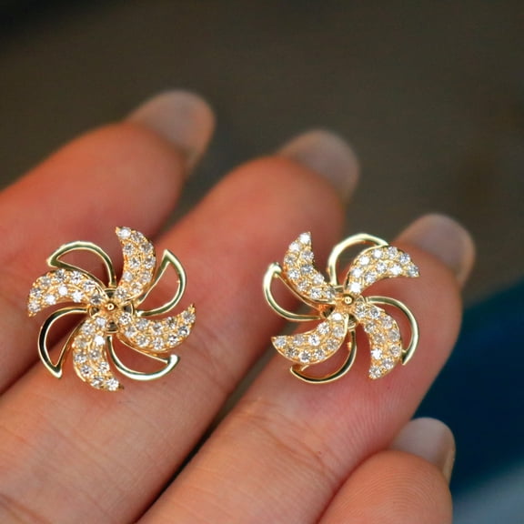 Spinning Luxury diamond earrings 18k gold inlaid diamond women's jewelry