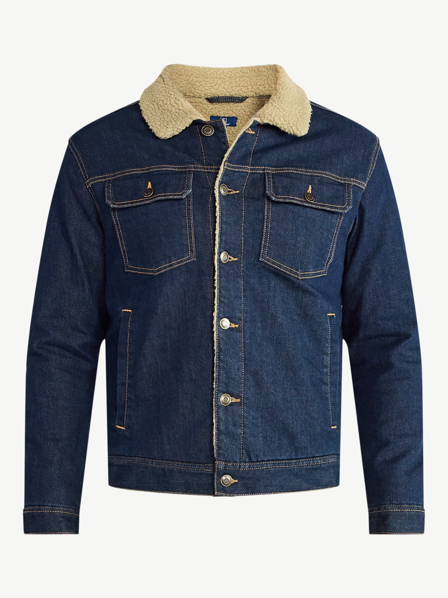 George Men's and Big Men's High Pile Denim Trucker Jacket, Size S-3XL