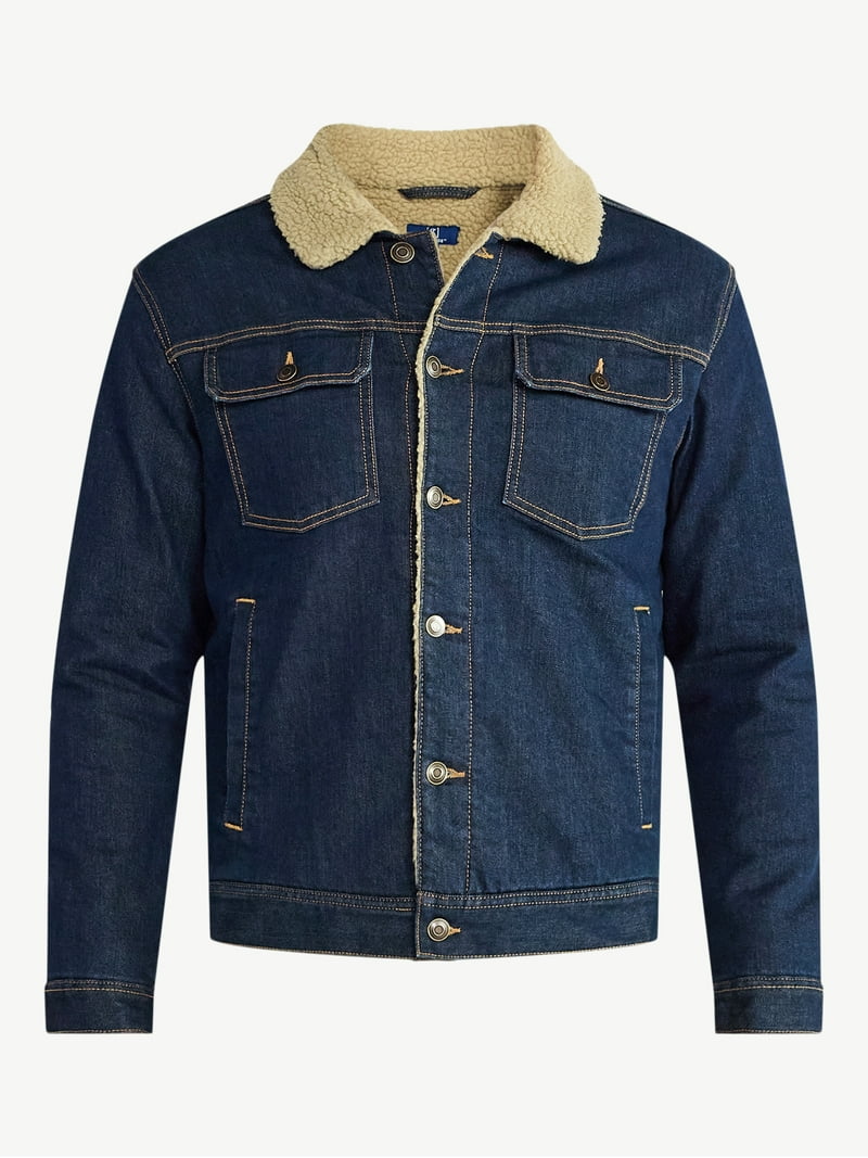 George Men's and Big Men's High Pile Denim Trucker Jacket, Size S