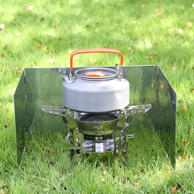 DPTALR Stainless Steel Windscreen Outdoor Picnic Stove Windscreen Cassette Stove Windscreen Portable Foldable Windscreen