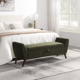 thumbnail image 2 of S-HOME 60 Inch Storage Bench in Teddy Cream with Comfortable Padding and Mid Century Wood Legs for Living Room Bedroom，Olive Green, 2 of 8