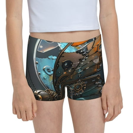 Pofeuu Steampunk Mechanical Butterfly Print Soft Cotton Girls Boyshort panties Toddler Underwear-Large
