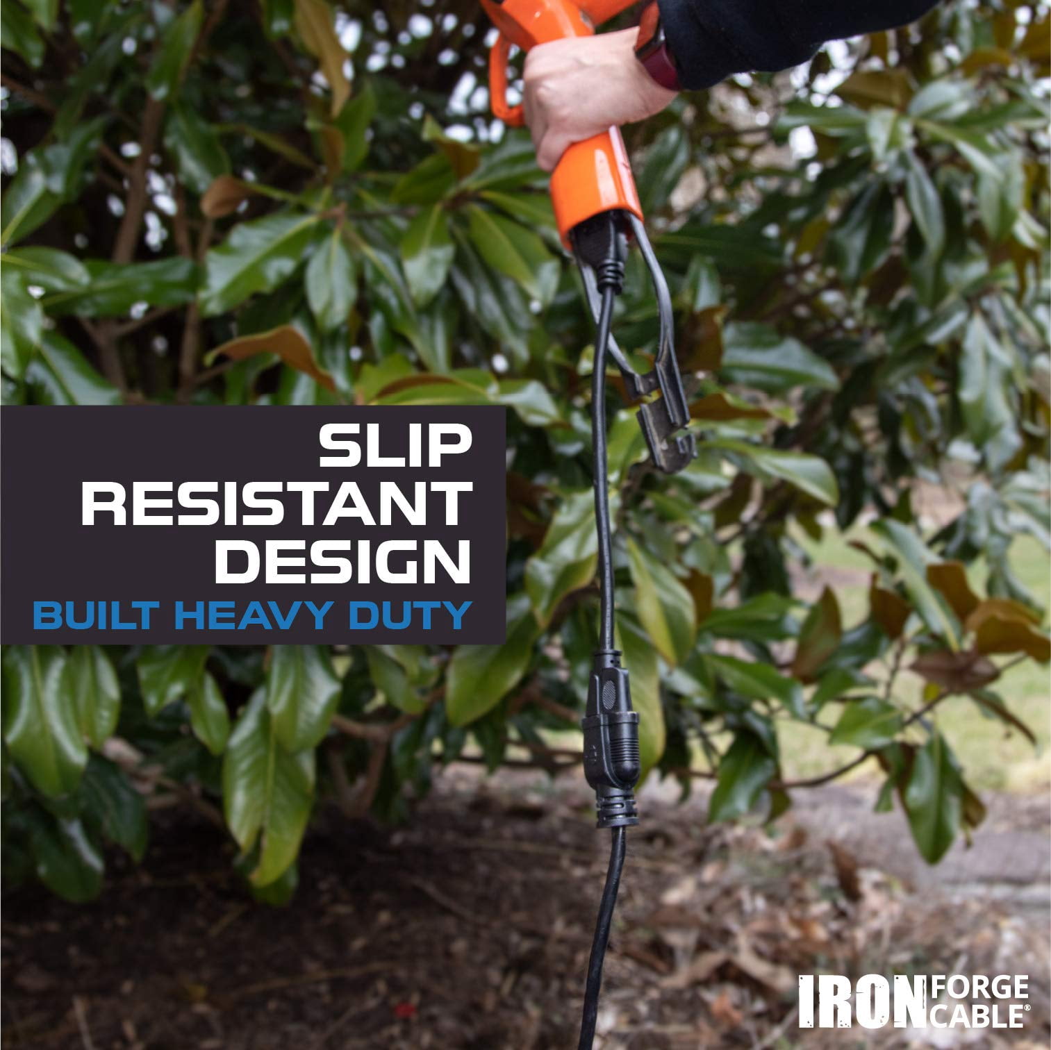 Iron Forge Cable 14 Gauge Outdoor Extension Cord 10 Ft, SJTOW 14/3 Heavy Duty Black Extension Cord 3 Prong, Oil Resistant & Flame Retardant