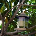 thumbnail image 3 of 1 Set Bird Feeder Easy to Install Large Capacity Convenient Transparent House Shape Bird Hanging Food Container Home Supplies-Golden, 3 of 8