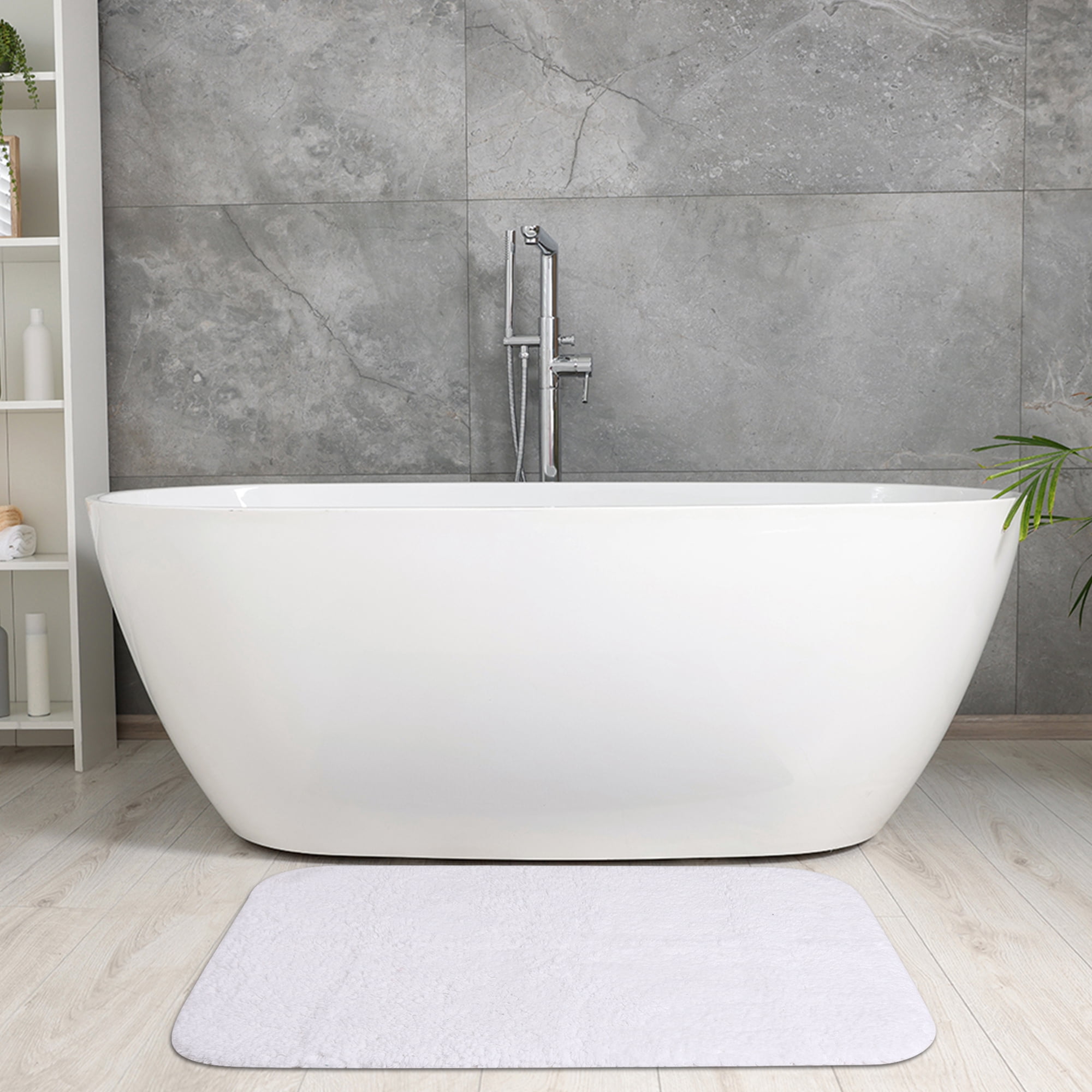 Unique Bargains Cotton Mat Rug Plush Water Absorbent Luxury Rectangular Machine Washable White 20" x 32"
