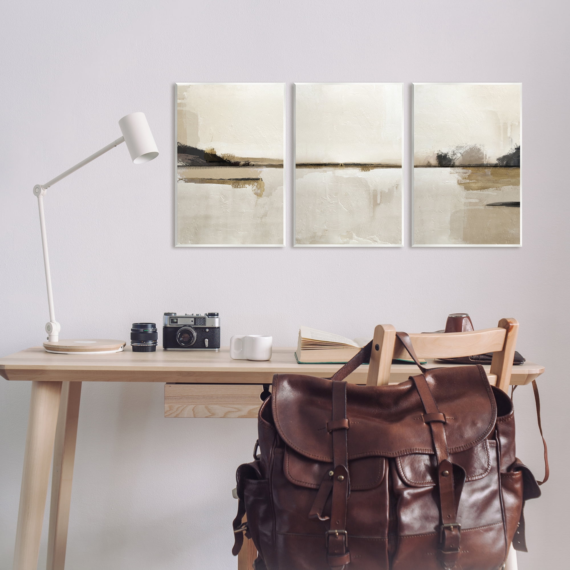 Stupell Industries Abstract Beige Landscape Nature Painting Unframed Art Print Wall Art, 10 x 15, Set of 3