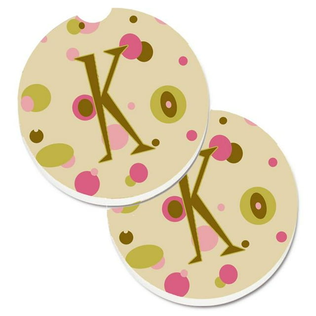 Lettre K Initiale Monogramme Points de Tan Ensemble de 2 Porte-Gobelets sous-Verre de Voiture