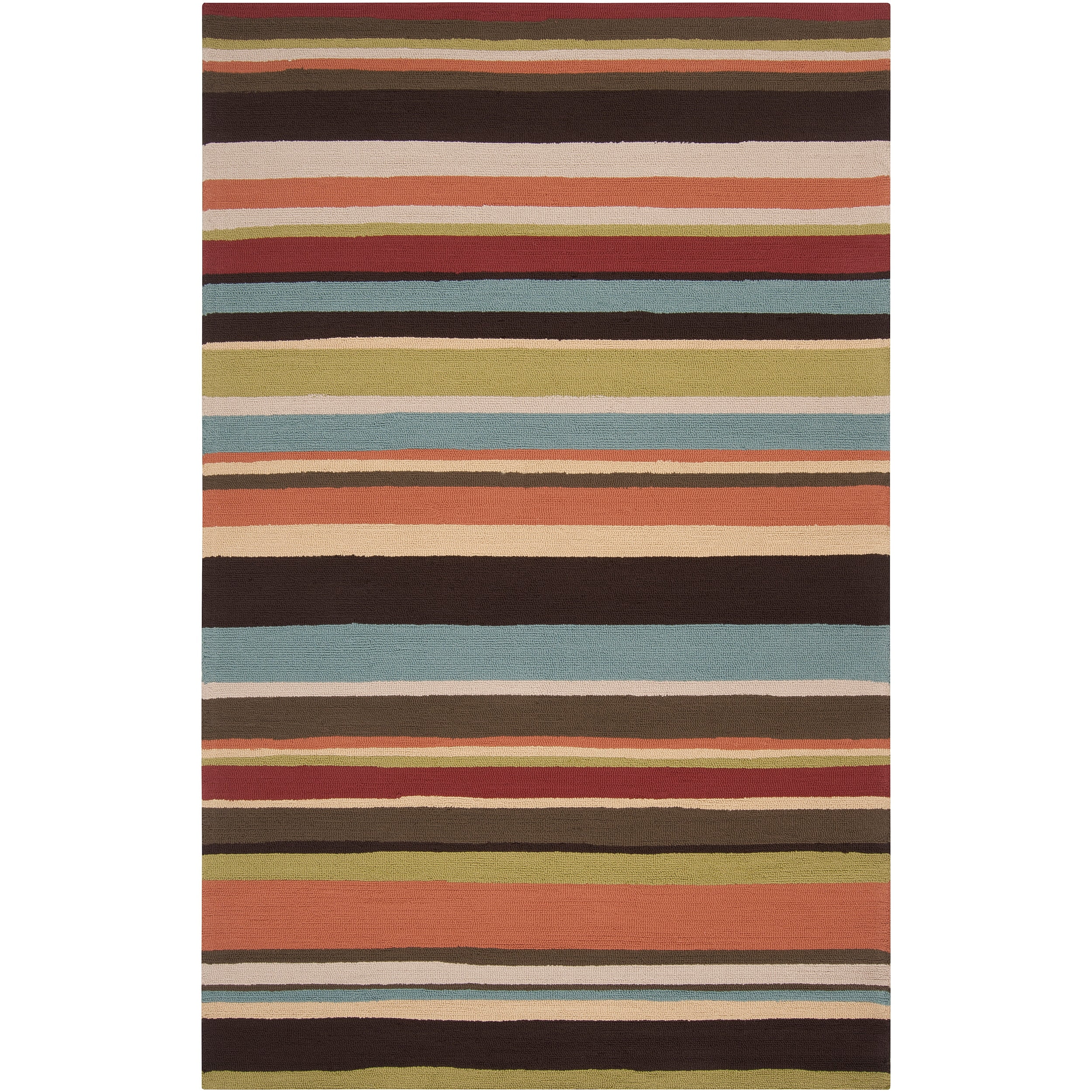Handhooked Red Maren Indoor/Outdoor Stripe Area Rug (8' x 10