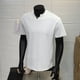 thumbnail image 4 of pstuiky camisetas de hombre, Camisa informal de manga corta con cuello en V y color liso para hombre ropa de hombre m, 4 of 7