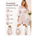 thumbnail image 6 of DAKIMOE Silk Satin Robes for Women Bride Bridesmaid Party 3/4 Sleeve Sexy Short Bath Robe Comfy Sleepwear Loungewear Nightwear for Womens, Pure Champagne, S, 6 of 8
