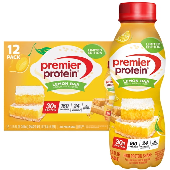 Premier Protein Shake, Lemon Bar, 30g Protein, 11.5 Fl Oz, 12Ct