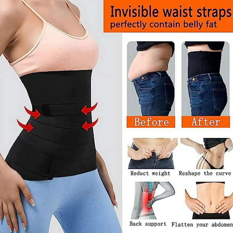 Waist Trainer for Women Waist Trimmer Lower Belly Fat Tummy Wrap Belt Plus  Size Waist Wraps for Stomach Black