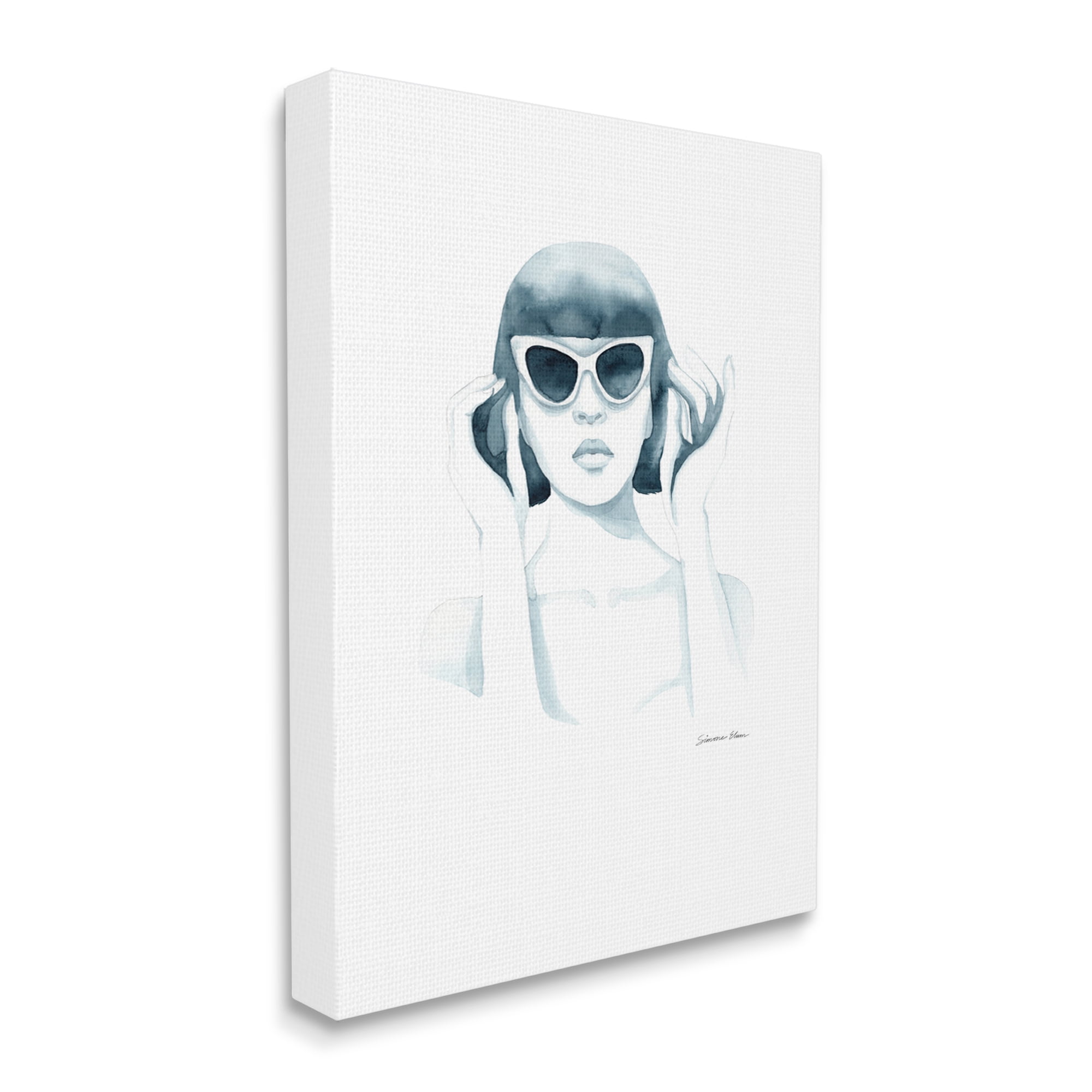 Stupell Industries Girl in Retro Sunglasses Beauty & Fashion Painting Gallery Wrapped Canvas Print Wall Art, 30 x 40