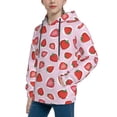 thumbnail image 2 of Lsque Hand Drawn Strawberry Patten Youth Hoodie Sweatshirt Pullover with Kangaroo Pocket Boys and Girls Hoodie Warm Hoodie for Kids-Large, 2 of 6