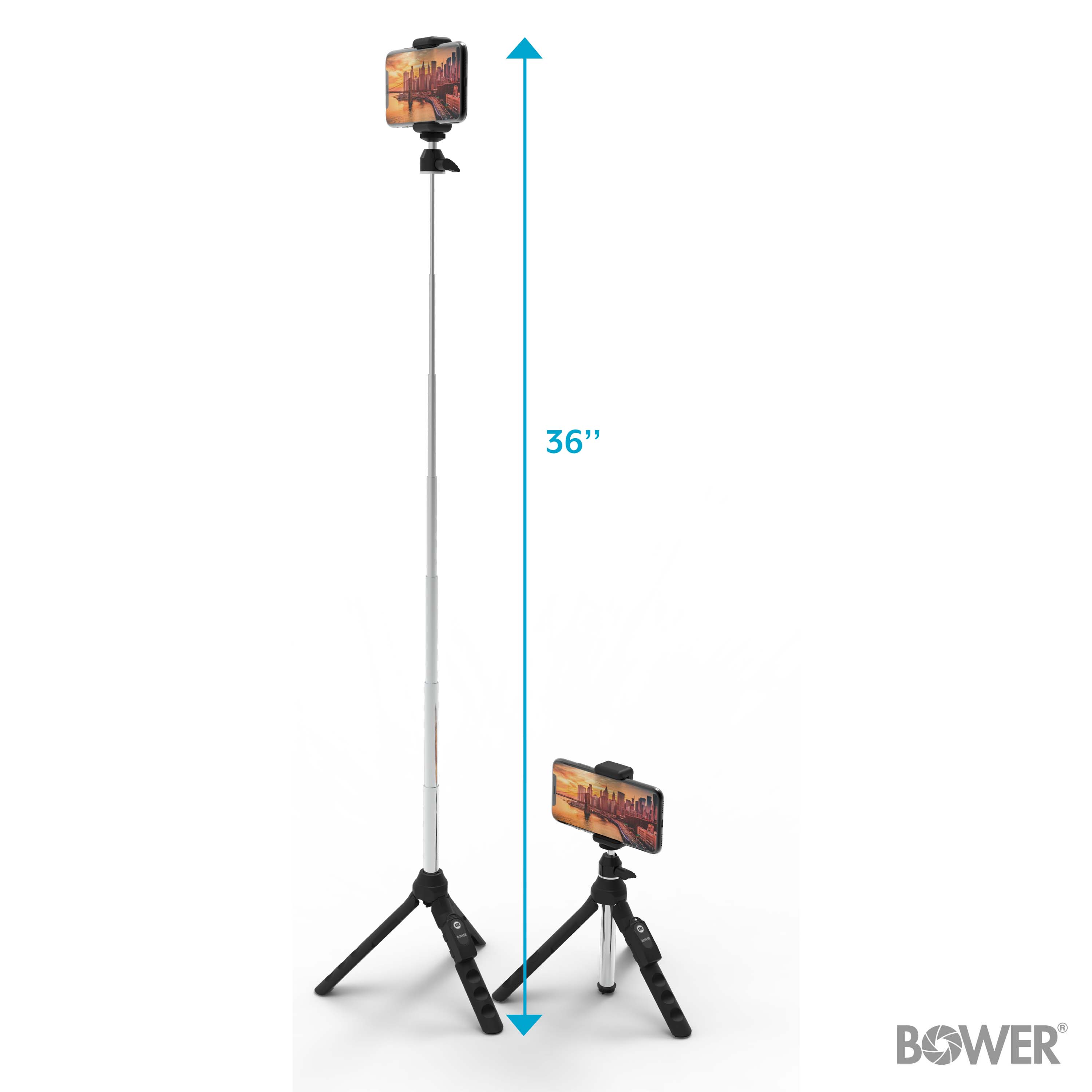 Bower 6 -in-1 Multi Selfie Tripod with Smartphone, GoPro Mount, and Rechargeable Wireless Remote, Black - image 5 of 7